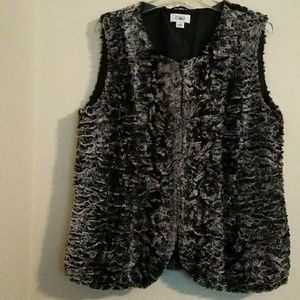 Black & Cream Fur Vest with inner snaps.